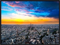 Niebo, Panorama, Paryż, Kolorowe
